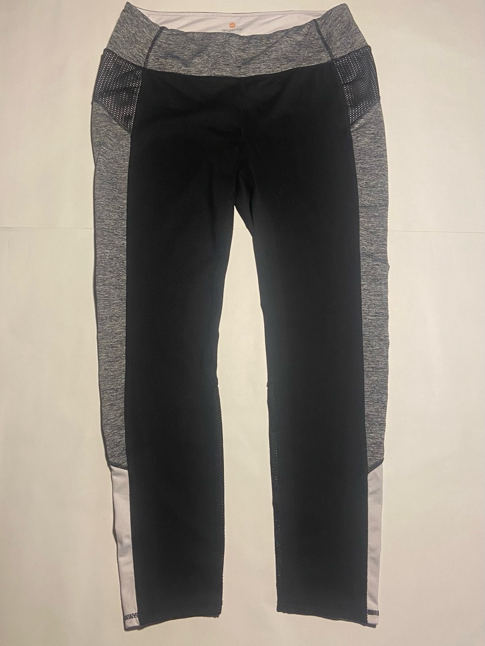 Womens Large Leggings Tangerine Black & Grey Activewear Pants